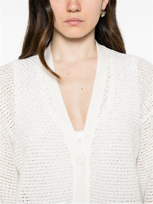 Cardigan donna Fabiana Filippi bianco con scollo a V Fabiana Filippi | MAD276F532M120VR1